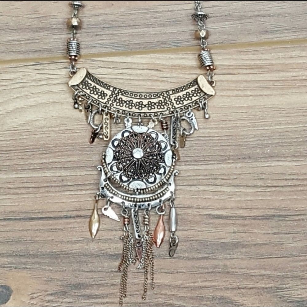 NWT Bohemian Dream Catcher Pendant Chain Necklace Gold-Silver Tone‎